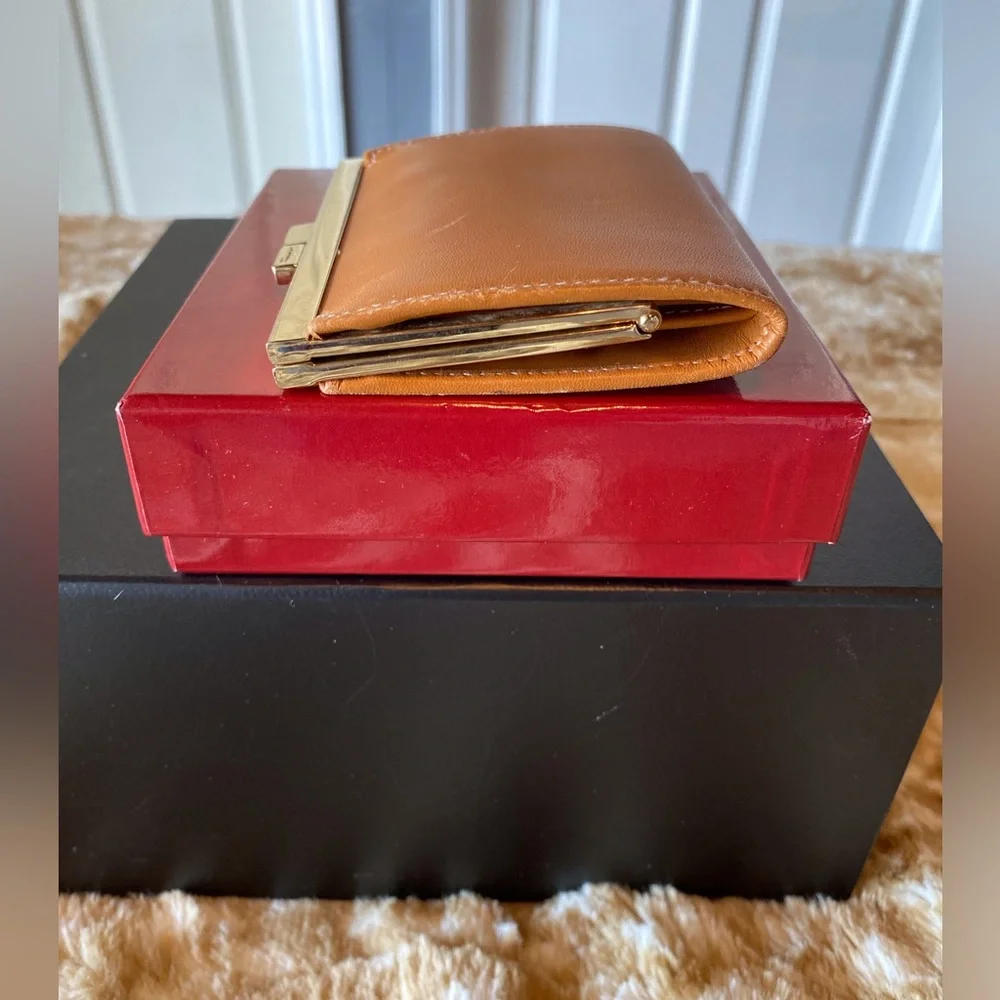 Salvatore Ferragamo Tan & Gold Savana Calf Mini Wallet